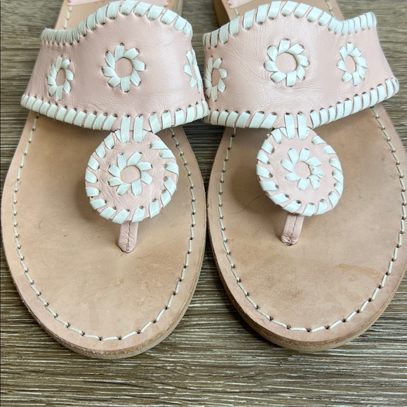 Jack Rogers Pink Leather Whipstitched Thong Sandals – Women’s 8M –Made in Brazil